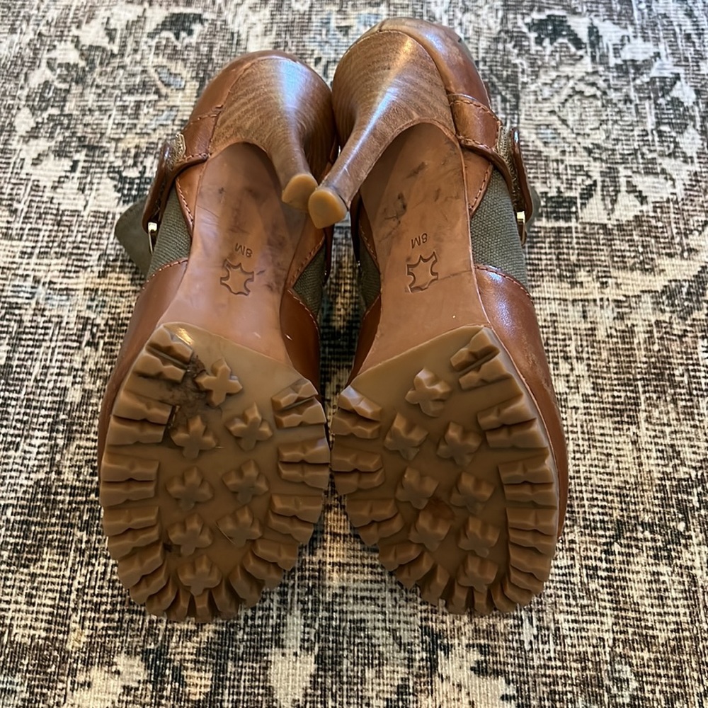 Tory Burch Oren Peep Toe Ankle Booties Boots Leather & Canvas High Heel size 8 - Picture 8 of 9
